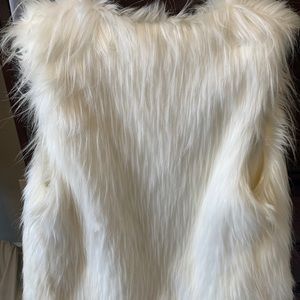 White Faux fur vest